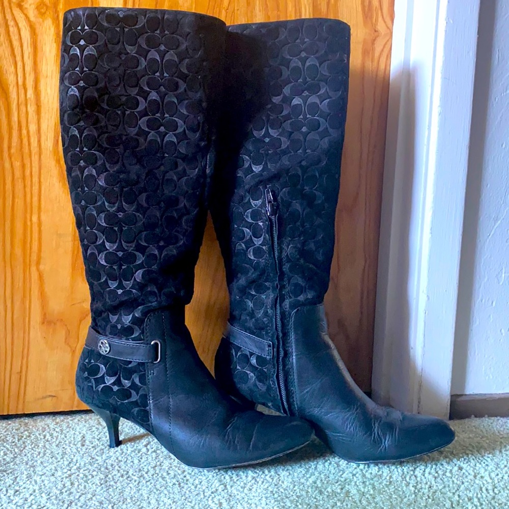 Coach knee-high suede and leather boots